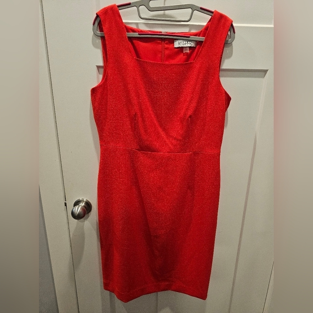 Kasper Red Sleeveless Sheath Style Dress